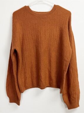DKNY Sweater Womens Small Brown Crew Neck Polyester Cashmere Blend